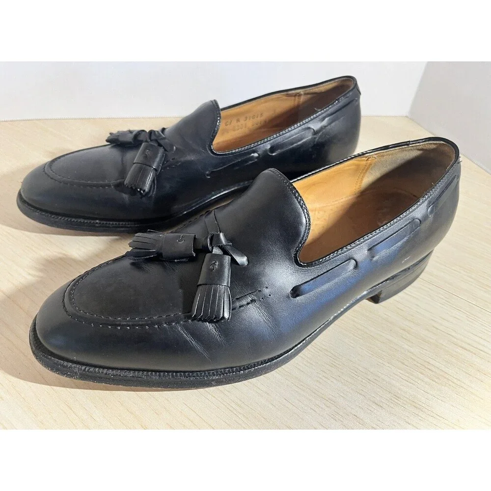 Johnston Murphy USA Aristocrat Black Leather Tassel  Loafer Mens 9c